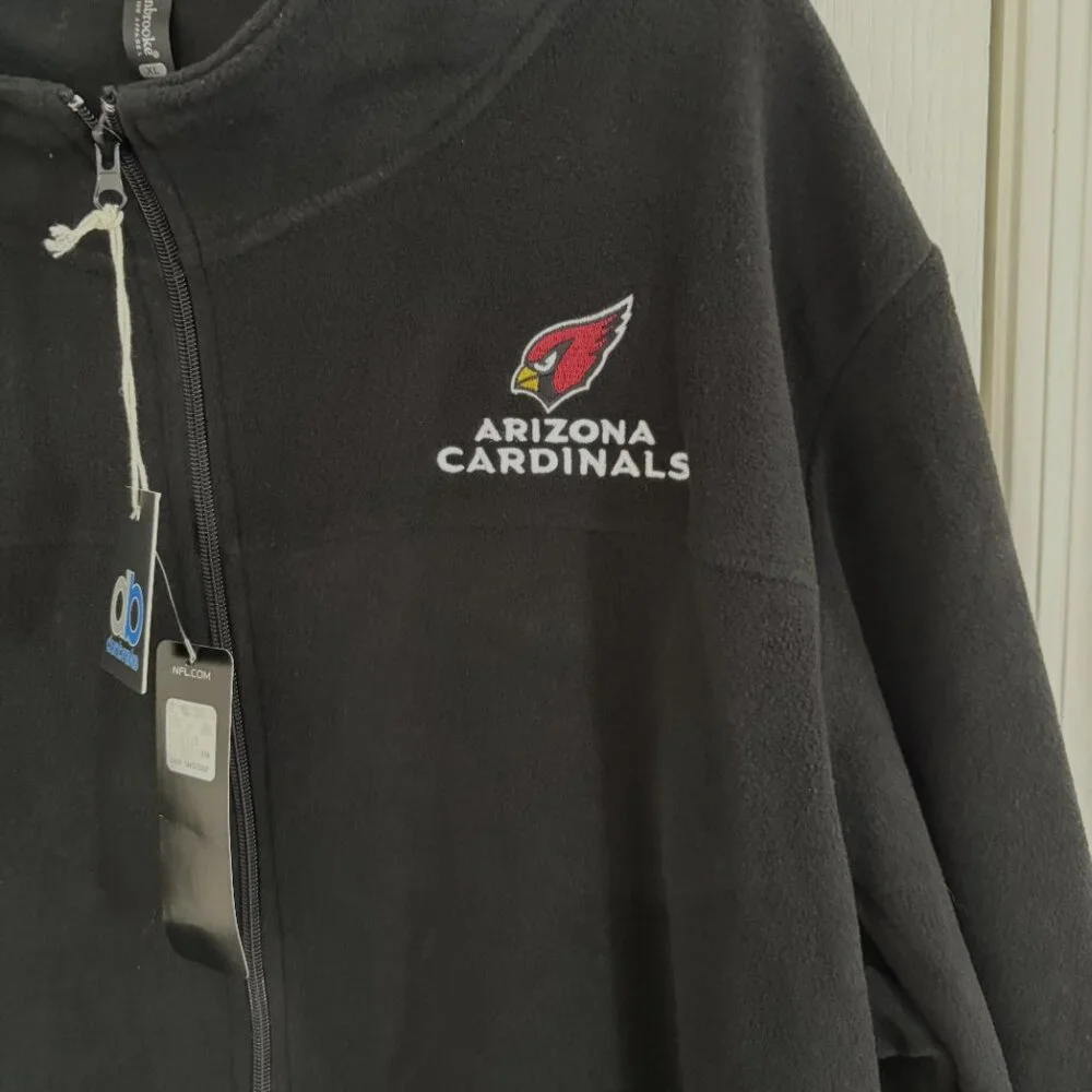 Arizona Cardinals Full Zip Fleece Jacket NFL Football Black Men’s Size XL NEW